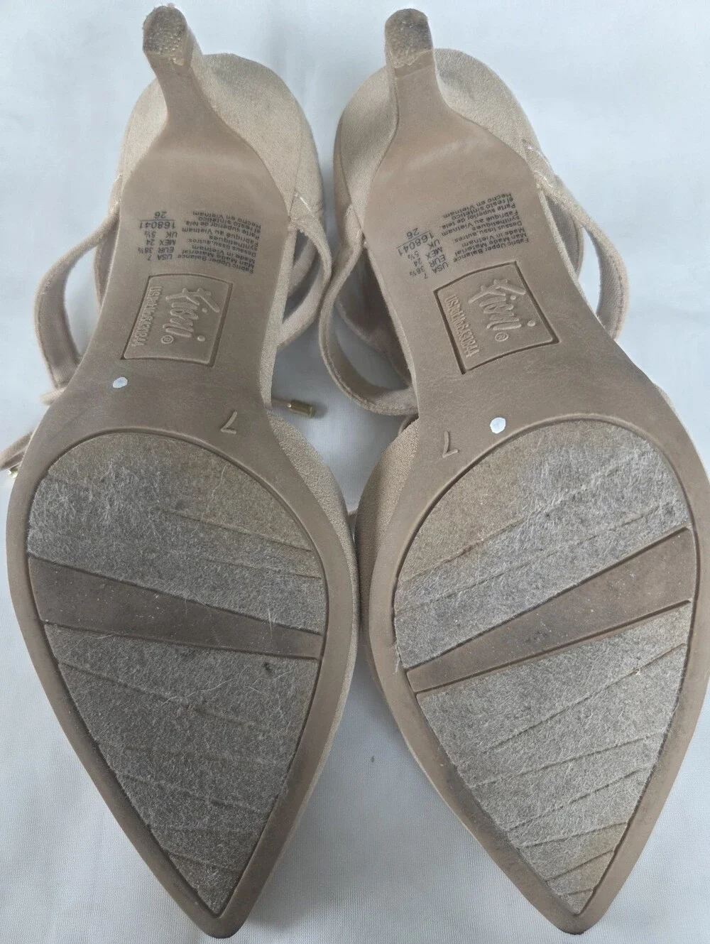 Lace-Up Pointed-Toe Heels‎ in Beige